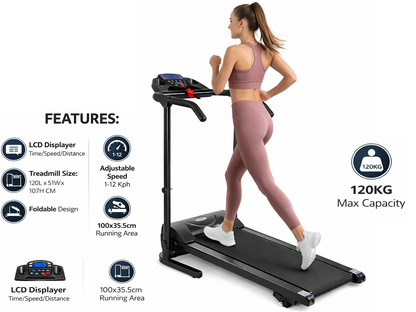 Electric Treadmill Foldable 1-12KM/H