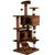 Cat tower showing full height and multilevel design in grey