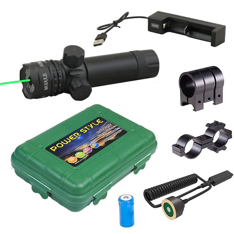 Green Laser Sight rifle scope showing bright green beam