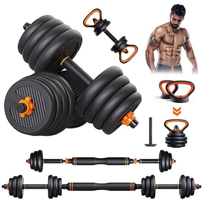 Adjustable dumbbells barbell set 40Kg showing textured non-slip handles