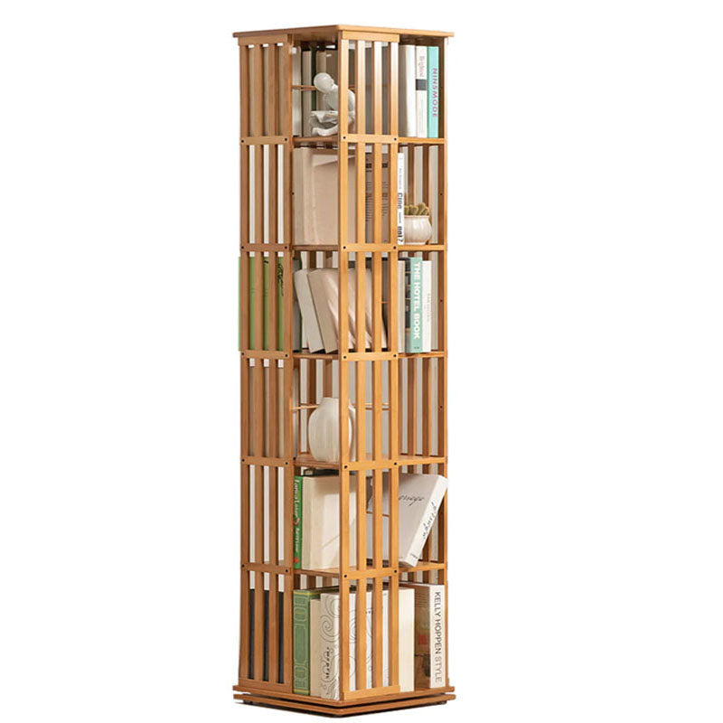 Bookshelf stack book case in burly wood showing full height