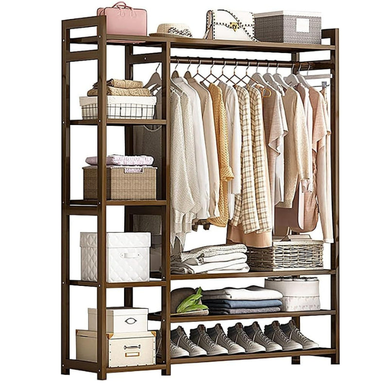 Bamboo wardrobe clothes rack showing natural bamboo colour