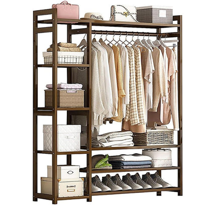 Bamboo wardrobe clothes rack showing natural bamboo colour