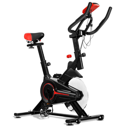 Exercise bike spin bike side view showing steel frame