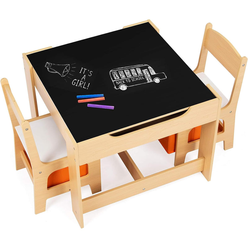 Table and Chair Set showing reversible chalkboard tabletop