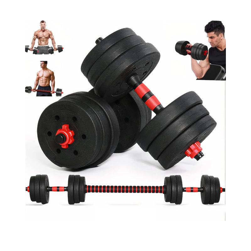 Adjustable dumbbells 2x20kg showing rubber coated weights