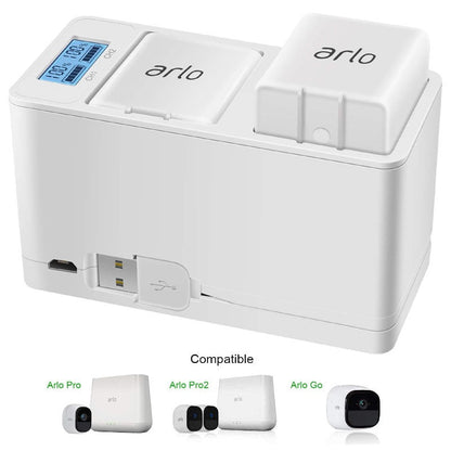 Arlo Pro battery charger showing dual charging bays