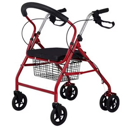 Adult walking frame mobility walker side view in red steel