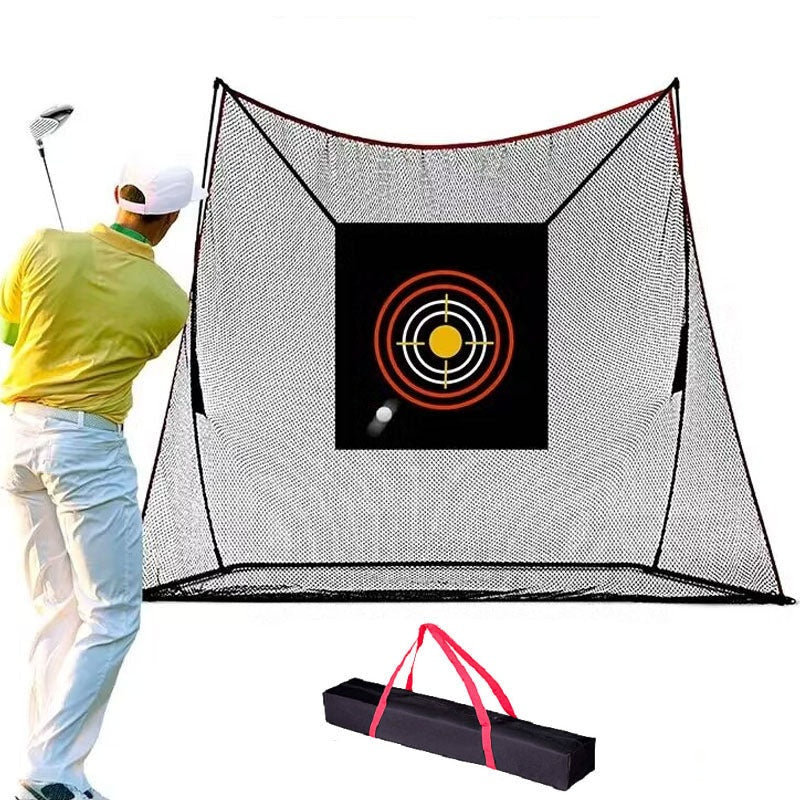 Golf practice net with target showing full 10ft by 8ft size