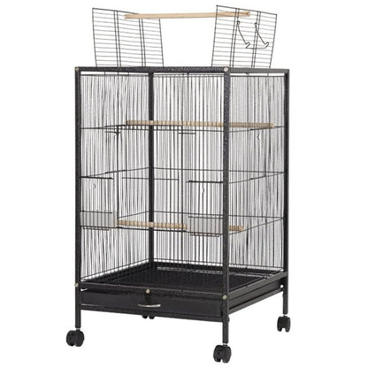 Bird cage black iron wire frame front view