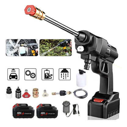 High pressure washer gun rechargeable side view showing compact design