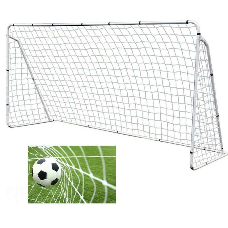 Soccer football goal with white net front view