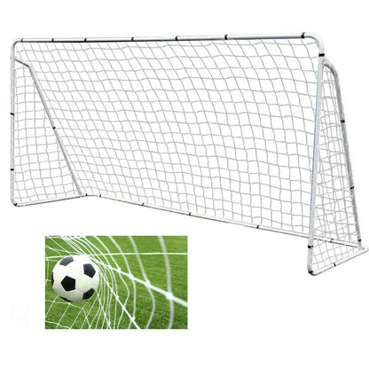 Soccer football goal with white net front view