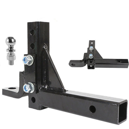 Trailer tow hitch ball mount side view showing black powder coat finish
