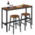 Rustic bar table set showing wooden laminated surface