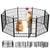 Dog playpen showing black metal panels from front angle