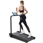 Walking treadmill flat compact treadmill showing full walking area in black