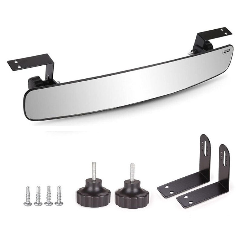 Golf cart rear view mirror showing 165 inch wide glass lens