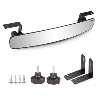 Golf cart rear view mirror showing 165 inch wide glass lens