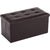 Storage bench ottoman in brown faux leather side view