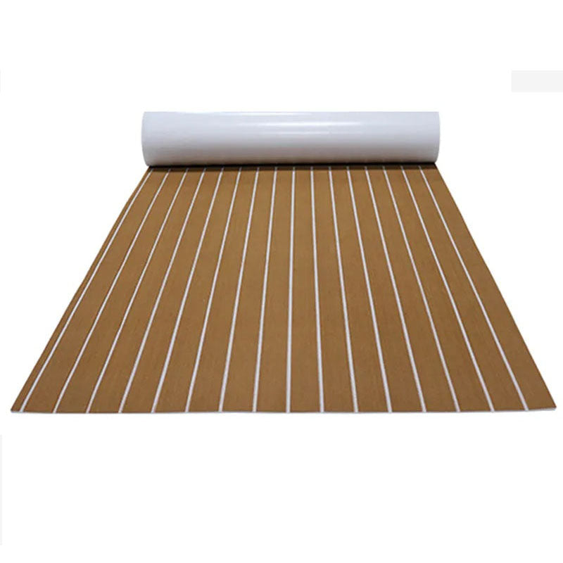Marine carpet teak boat flooring mat showing brown EVA foam texture