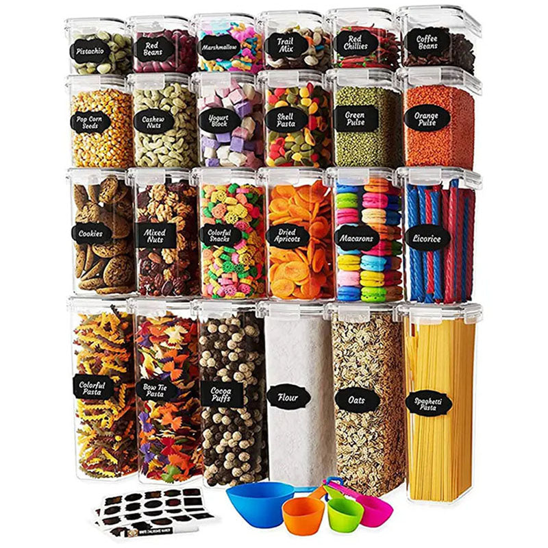 Food storage containers set showing all four sizes stacked
