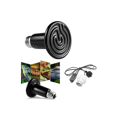 Reptile ceramic heat lamp 100W showing black ceramic body