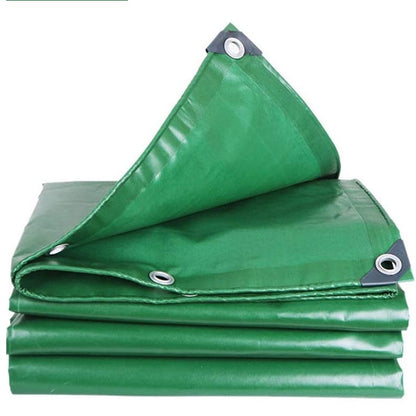 Canvas tarpaulin in green showing full 6x5m size