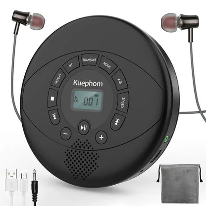 Portable CD player Bluetooth black front view