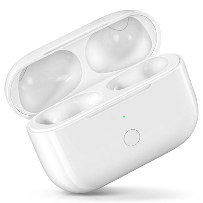 Wireless charging case for AirPods Pro showing front view in white