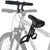 Front view of bike seat and handlebar pack in black aluminium