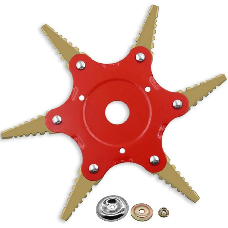 Line trimmer brushcutter head showing red and golden colours