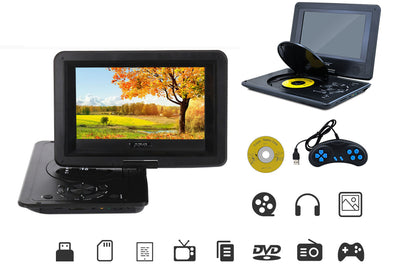 Close up of portable DVD player remote control in hand