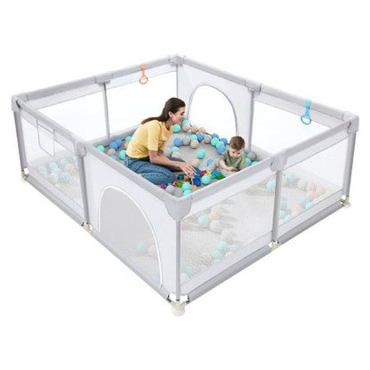 Portable Baby Playpen Fence Gate Wall Fence Barrier Play Gym Mat 150cm