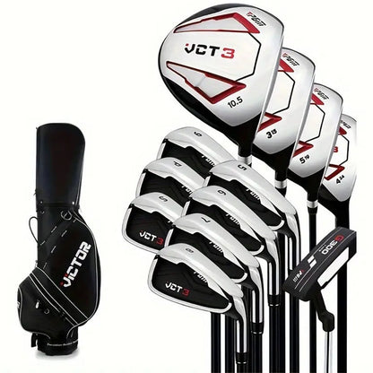 Golf clubs set with black waterproof canvas bag side view