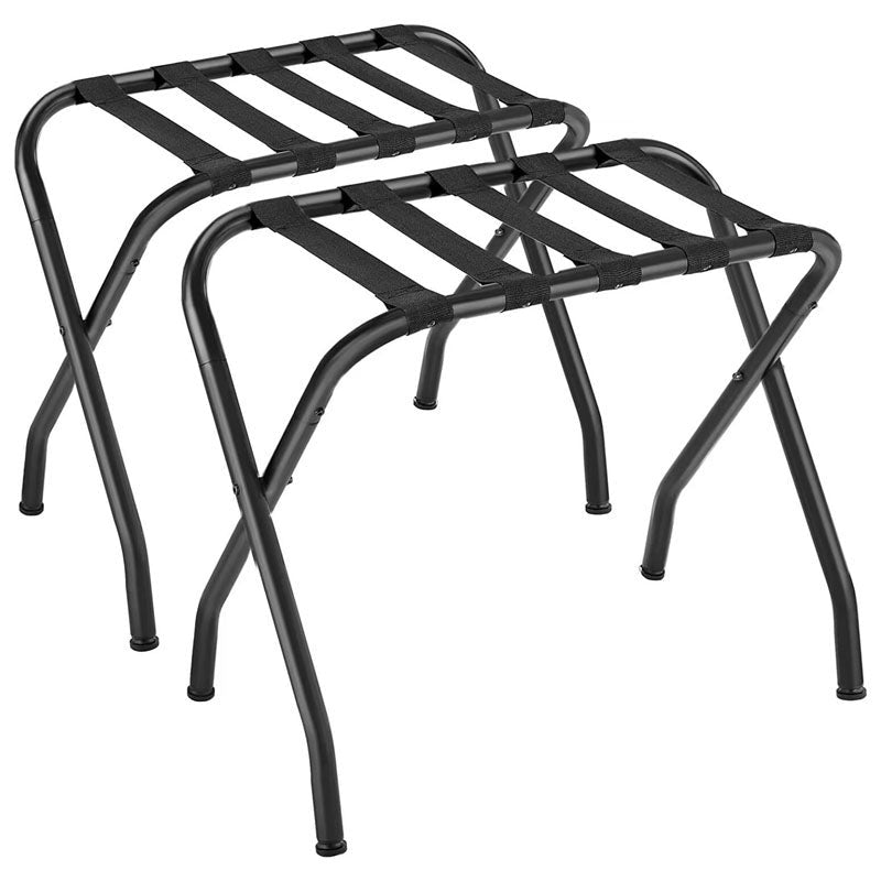 Luggage rack suitcase stand set of 2 in black steel frame