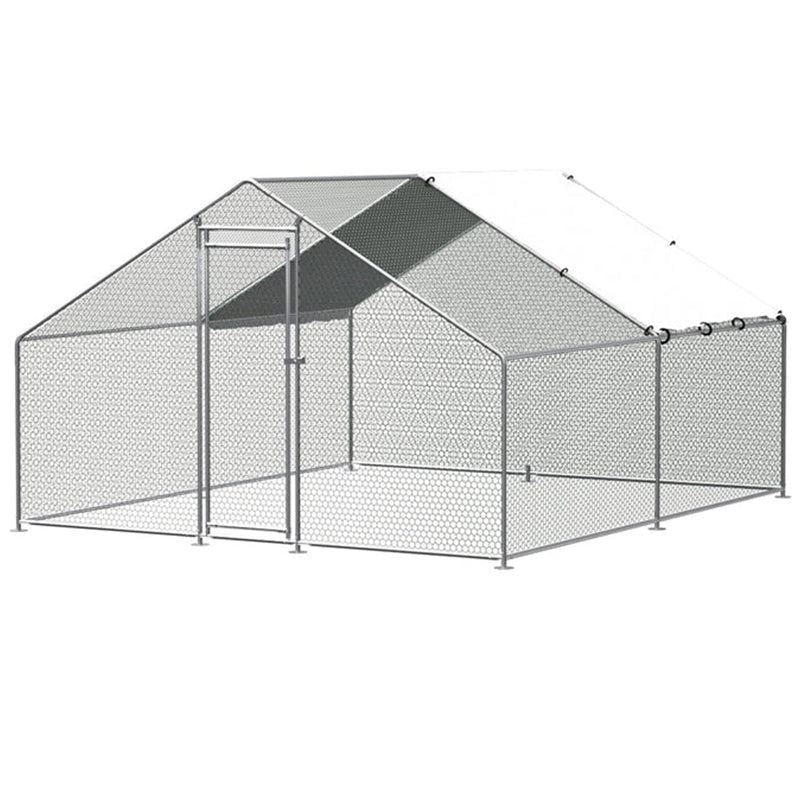 Outdoor chicken coop 3Mx3M metal frame side view