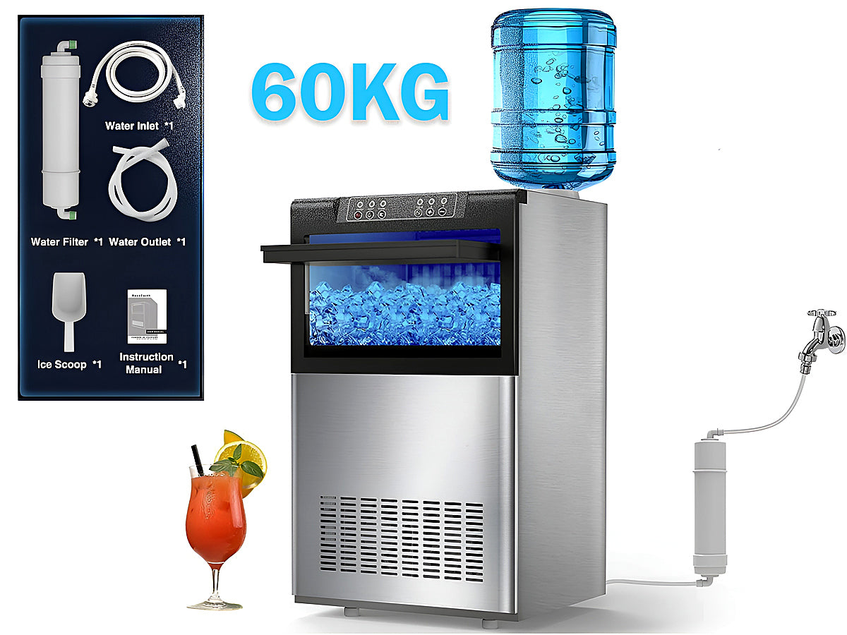 Commercial ice cube maker placed in a cafe environment