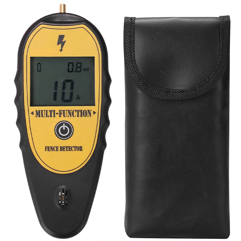 Electric fence tester front view showing large backlit display