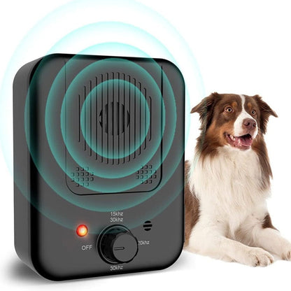 Anti Bark Dog Trainer showing front view with sensor and indicator lights