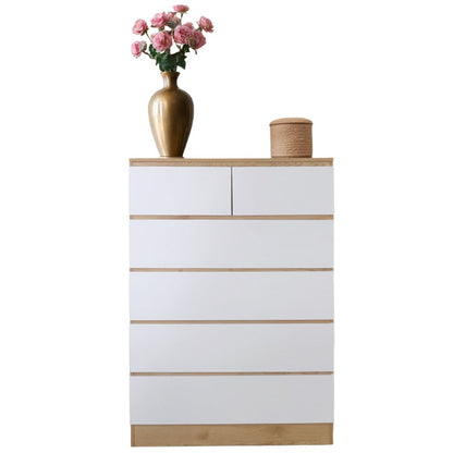Tallboy chest of drawers front view in white finish