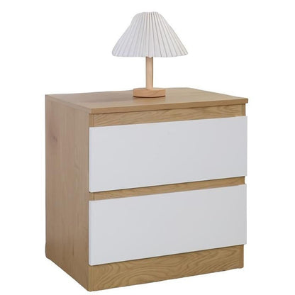 Bedside table white and wooden finish front view