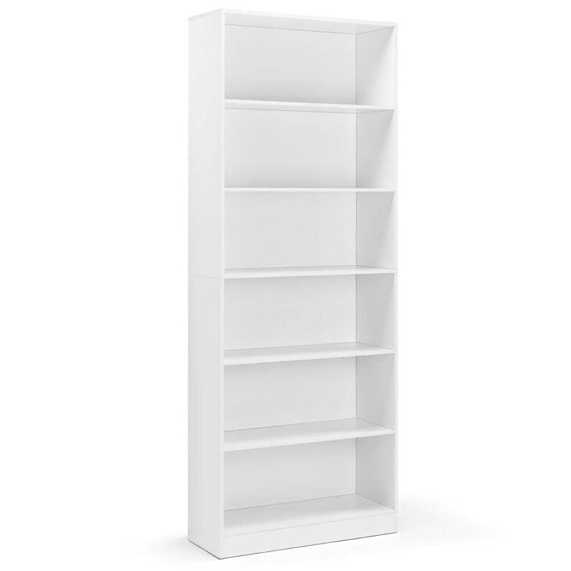 Bookshelf stack book case display unit front view showing six wooden layers