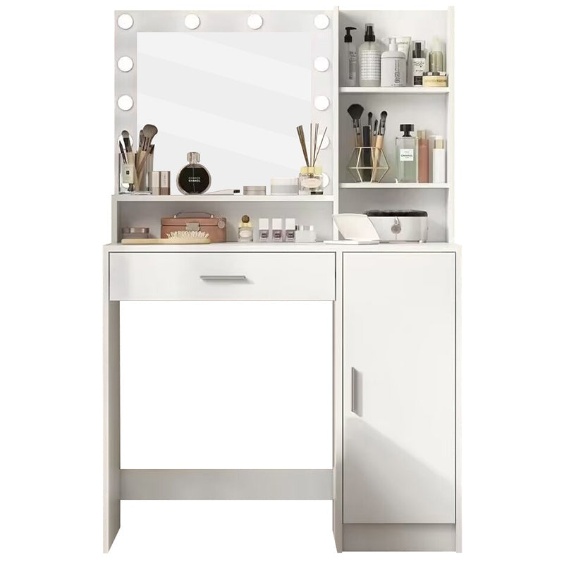 Dressing Table with Mirror front view showing white MDF finish
