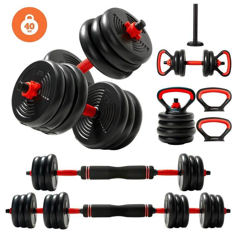 Multifunctional dumbbells weight set 40kg showing adjustable plates