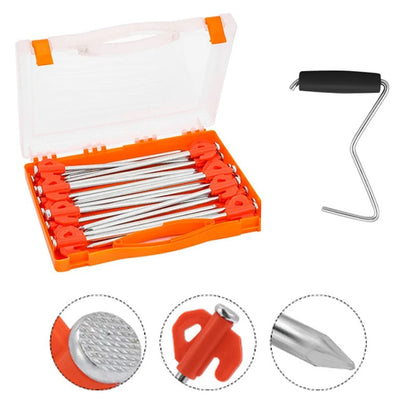 Camping tent pegs steel 21cm orange close up