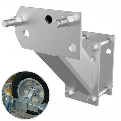 Trailer spare tyre carrier showing steel frame and galvanised surface