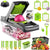 Vegetable chopper and slicer showing 15-in-1 functions