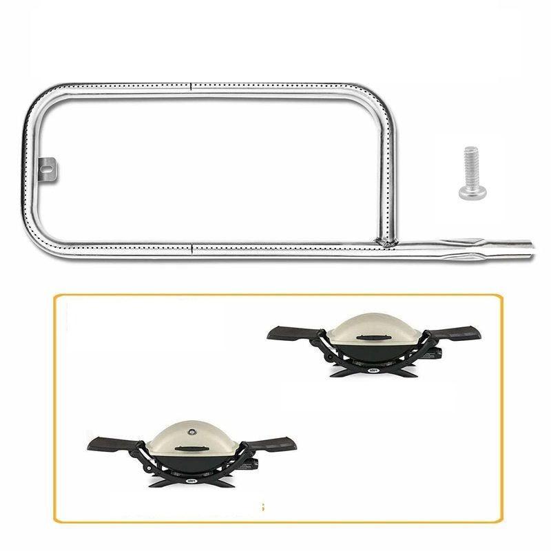 Grill replacement burner for Weber Q200 showing stainless steel finish