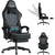Gaming chair with headrest showing grey PU leather surface